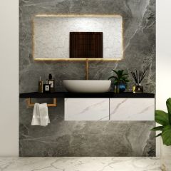 Vanity/Water Resistant Vanity in PVC laminate finish,Bathroom Vanity in water resistant finish,bathroom wall hanging unit with PVC  finish-IM147
