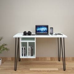  Study Table, Grey Study Table, Study Table Open Shelf, Study Table with Black MS Legs, Study Table - VT - 12025