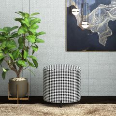 Ottoman in black & white patterned suede fabric, ottoman for living/office area, ottoman/pouffe for foyer area, Ottoman-IM560