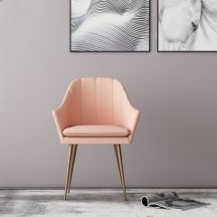 Chair, Pink Color Fabric Chair,Chair for Living & Office Area, Chair with Golden Leg, Chair- IM - 559