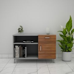 Office Cabinet, Grey Color & Wood Office Cabinet, Office Cabinet with open shelf, Office Cabinet with Shutter,Office Cabinet with Drawer, Office Cabinet - IM- 10019