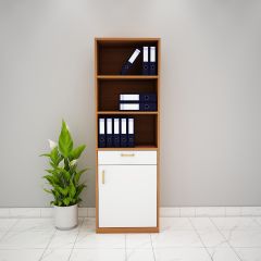 Office Cabinet, Wood & Grey Color Office Cabinet, Office Cabinet with open shelf, Office Cabinet with Shutter,Office Cabinet with Drawer, Office Cabinet - IM- 10020