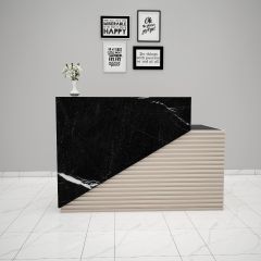 Office Table, Black & Beige Office Table, Table for Office, Reception Table, Office Table With drawer, Office Table with Shutter , Office Table - VT - 12068