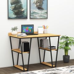 Study Table, Wood Study Table, Study Table with Open Shelf, Study Table with Black MS Leg, Study Table - VT - 12044