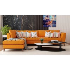 L shape sofa, sectional sofa, Living room sofa,  elegant sofa, orange sofa, 6 seater sofa,  Sofa- EL-3015