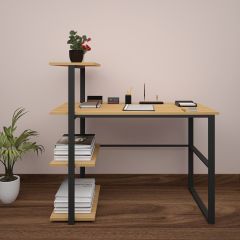  Study Table, Wood Study Table, Study Table with Open Shelf, Study Table with black MS Frame, Study Table - VT - 12047