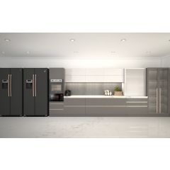 Kitchen, modular kitchen, acrylic finish modular kitchen, Luxurious kitchen, Parallel kitchen, hi gloss finish kitchen, Grey and white kitchen, Kitchen-EL - 8001