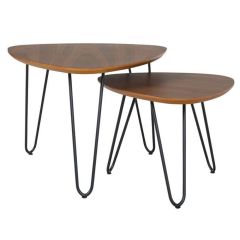 Nesting Table, Black & Brown Nesting Table, Nesting Table with Metal Legs, Nesting Table- EL12094