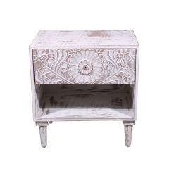Bedside Table, Bedside Table in White Color, Bedside Table in Solid Wood, Bedside Table - EL12106 