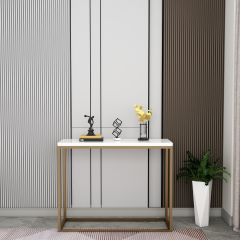 Console Table, Console Table Top With White PVC Acrylic Satvario Finish, Console Table With Gold MS Leg, Console Table - EL12200