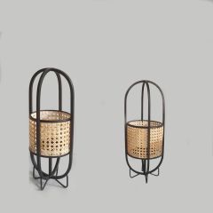 Table Lamp, Table Lamp with Black Color, Table Lamp in Metal & Cane, Table Lamp for Home, Table Lamp - EL14016