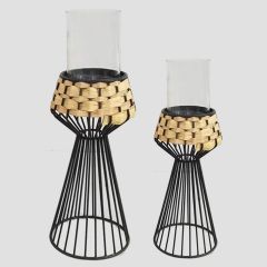 Table Lamp, Table Lamp with Black Color, Table Lamp in Metal & Cane, Table Lamp for Home, Table Lamp - EL14025