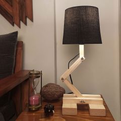 Table Lamp, Table Lamp with Light Brown Color, Table Lamp in Wood, Table Lamp for Living & Bedroom Area, Table Lamp - EL14065