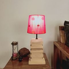Table Lamp, Table Lamp with Light Brown & Red Color, Table Lamp in Wood, Table Lamp for Living & Bedroom Area, Table Lamp - EL14066