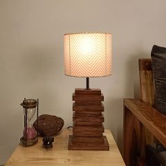 Table Lamp, Table Lamp with Dark Brown & Yellow Color, Table Lamp in Wood, Table Lamp for Living & Bedroom Area, Table Lamp - EL14067
