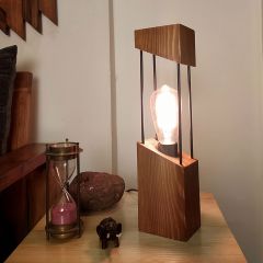 Table Lamp, Table Lamp with Dark Brown Color, Table Lamp in Wood, Table Lamp for Living & Bedroom Area, Table Lamp - EL14068