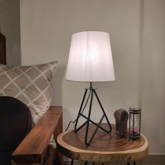 Table Lamp, Table Lamp with White & Black Color, Table Lamp in Wood, Table Lamp for Living & Bedroom Area, Table Lamp - EL14081