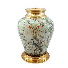 Vase, Vase in Green & Golden Color, Vase in Metal, Vase for Home Decor, Vase - EL15113