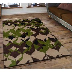 Rugs, (Presto) ICHT1028C2X5, Green, Brown and Beige Floral Hand Tufted Wool Carpet, Rugs - EL15887