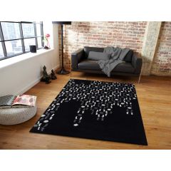 Rugs, (Presto) ICHT1115C2X5, Black, Grey & White Abstract Hand Tufted Wool Carpet - EL15911