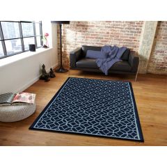 Rugs, (Presto) ICHT1159C2X5, Blue Abstract Hand Tufted Wool Carpet - EL15926