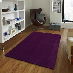 Rugs, (Presto) ICHT1177C2X5, Purple Solid Hand Tufted Wool Carpet - EL15934