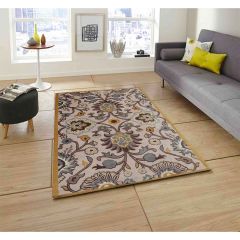 Rugs, (Presto) ICHT1353C5X8, Brown Beige & Gold Traditional Hand Tufted Wool Carpet - EL15953