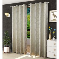 Curtain, (Presto) ICKKB218_D2, Green Color Abstract Jacquard Door Curtain Set of 2, Curtain-EL16001