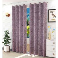 Curtain, (Presto) ICKKB227_D2, Purple Color Damask Jacquard Door Curtain Set of 2, Curtain-EL16006