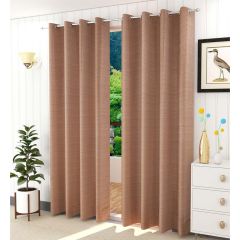 Curtain, (Presto) ICKKB232_D2, Brown Color Texture Jacquard Door Curtain Set of 2, Curtain-EL16009