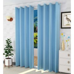 Curtain, (Presto) ICKKB239_D2, Blue colour Texture Jacquard Door curtain Set of 2, Curtain-EL16014