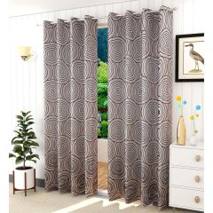 Curtain, (Presto) ICKKB245_D2, Black colour Geometric Jacquard Door curtain Set of 2, Curtain-EL16017