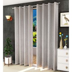 Curtain, (Presto) ICKKB246_D2, White colour Geometric Jacquard Door curtain Set of 2, Curtain-EL16018