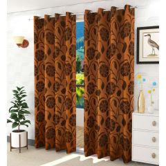 Curtain, (Presto) ICMML1708_D2, Green colour Floral Door curtain Set of 2, Curtain-EL16023