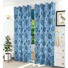 Curtain, (Presto) ICMML1709_D2, Blue colour solid Door curtain Set of 2, Curtain-EL16024