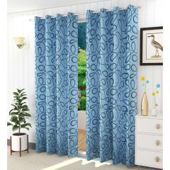 Curtain, (Presto) ICMML1719_D2, Blue colour solid Door curtain Set of 2, Curtain-EL16030