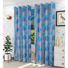 Curtain, (Presto) ICNNK229_D2,  Blue Color Floral Jacquard Door Curtain 44 X 84 inches, Curtain-EL16036