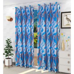 Curtain, (Presto) ICNNK259_D2, Blue Color Floral Jacquard Door Curtain 44 X 84 inches, Curtain-EL16041