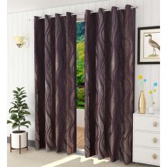 Curtain, (Presto) ICSST455_D2, Wine colour solid Door curtain Set of 2, Curtain-EL16057