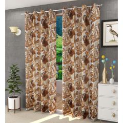 Curtain, (Presto) ICVOL1D2_D2, Brown, Beige colour solid Door curtain Set of 2, Curtain-EL16060