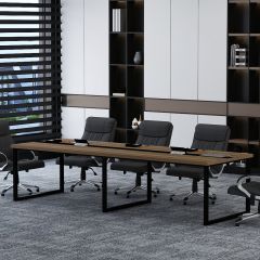 Meeting Table, Conference Table, Office Table, 3 Pop-up Box in Meeting Table (8 Seater), Meeting Table in Brown & Black Color, MS Leg in Black Powder Coating, Meeting Table - EL17000