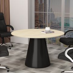 Meeting Table, Conference Table, Office Table, Round Shape Meeting Table ( 4 Seater), Meeting Table in Brown & Black Color, Meeting Table - EL17002