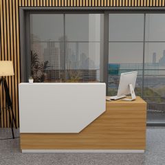 Reception Table, Office Table, Table in Light Brown & White Color, Reception Table in Shutter & Drawer, Reception Table - EL18001