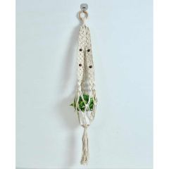 Hanging Plant (i154_1_1), Macrame Plant Hanger, Chain Locking, Pack of 1, Hanging Plant in White Color Hanging Plant - EL2158