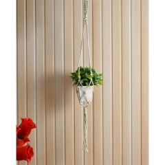 Hanging Plant (i149_1_1), Macrame Hanging Planter, Bottom Quadra, Beads, 40 inches, Pack of 1, Hanging Plant in White Color Hanging Plant - EL2161