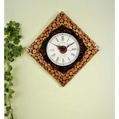 Wall Clock, DoubleShade Diamond Design wooden Wall Clock In Brown, Wall Clock - EL2181
