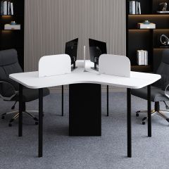 Work Station, Office Desk, Office Table, Work Space, Work Station In Black & White Color, Set Of 3, Work Station - EL22001