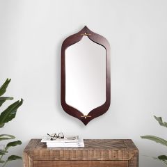 Mirror, SCSAI/2021/259 (STRAWBERRY COLLECTIVE), Q Queen Hexagon Glass Mirror in Walnut Finish, Mirror - EL2215