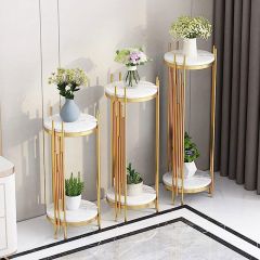 Planter Stand, NR001(N.R.HOMESDECOR), Modern Corner Flower Pots Planter Stand with White & Gold Color, Planter Stand - EL2361