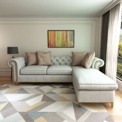 L Shape Sofa, L Shape Sofa in OFF-White Color, L Shape Sofa with Metal legs, L Shape Sofa - EL4069